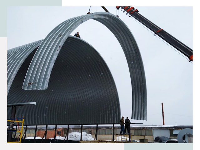 Полукруглые ангары в Заинске